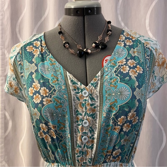 Blue Floral Maxi Dress - Picture 2 of 5